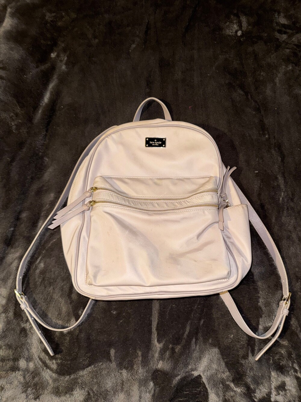 Kate Spade Light Beige Nylon Backpack Adjustable Strap